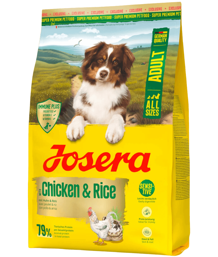 Josera - Poultry, Chicken & Rice, Gluten-Free with Immune Plus & Yeast Cell Walls, Sensitive Stomach Dry Dog Food for Adult All Breed Sizes - 900 g -12.5kg