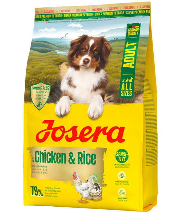 Josera - Poultry, Chicken & Rice, Gluten-Free with Immune Plus & Yeast Cell Walls, Sensitive Stomach Dry Dog Food for Adult All Breed Sizes - 900 g -12.5kg