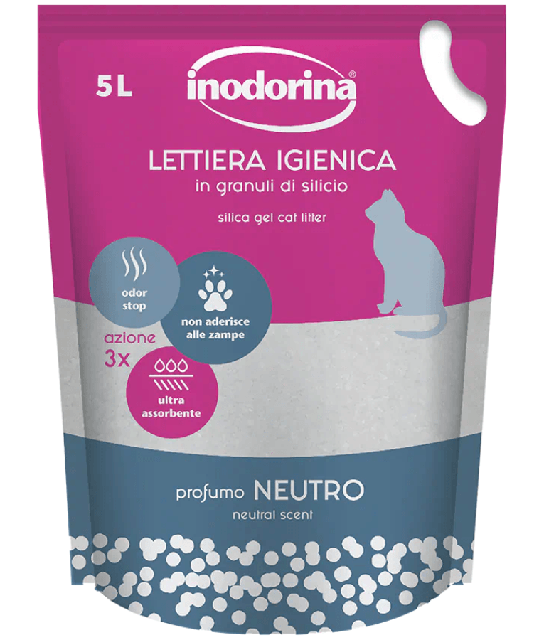 Inodorina – Silica Gel Cat Litter – Neutral Scent, Ultra Absorbent Crystal Litter – 5L