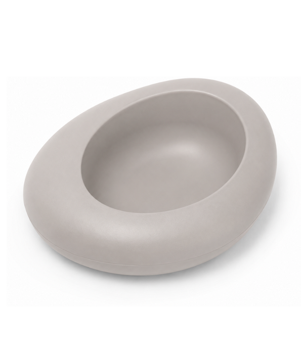 Imac - Ciottoli Pet Bowl, Light Grey Organic Shape with Non-Slip Rubber Feet, 0.6L Food & Water Bowl for Cats & Dogs - 23x21x6.5cm