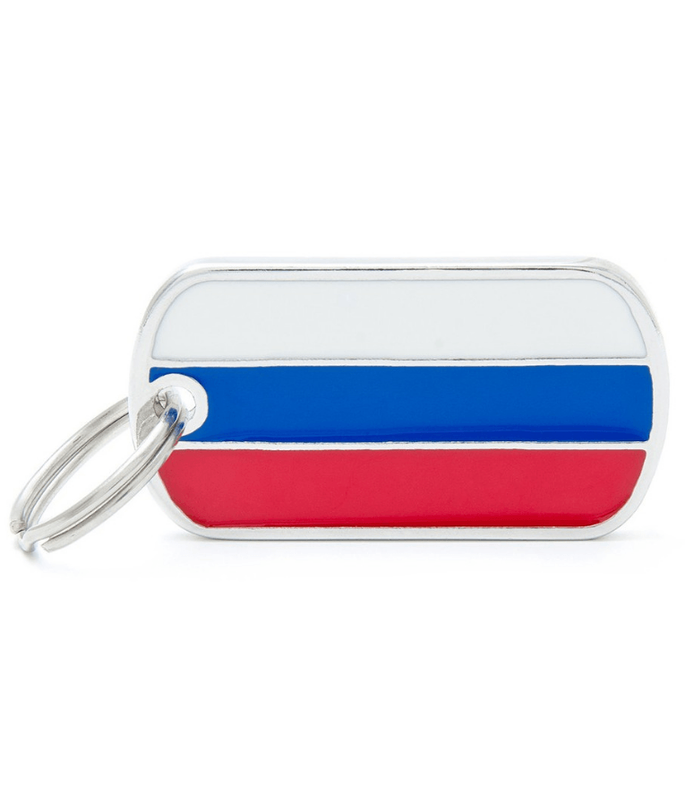 My Family - Russia Flag ID Tag, Personalized Engraving, For Dogs & Cats - 4 x 2.2cm