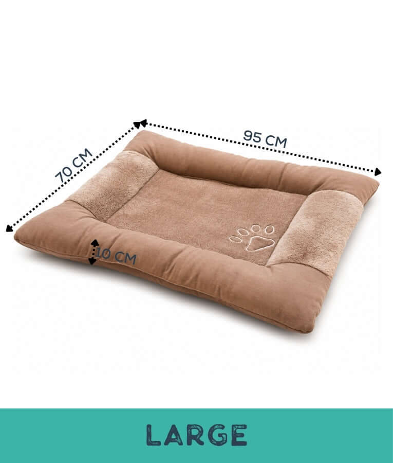 King Queen - Rectangle Dog Bed, Soft Fur, Brown & Beige - M, L