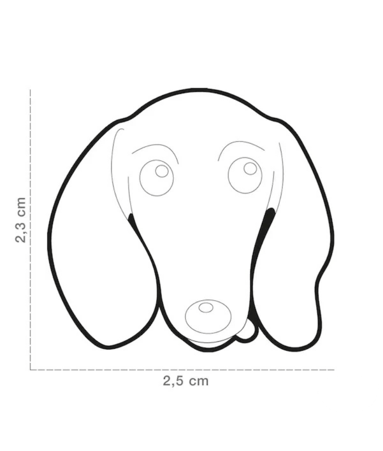 My Family - Brown Dachshund Face ID Tag, Personalized Engraving, For Dogs - 2.5 x 2.3cm