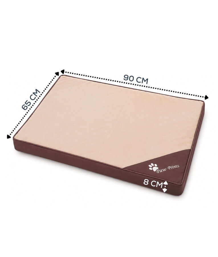King Queen - Foam Mattress Dog Bed, Removable Zipper Cover, Caramel Latte - 90 × 65 × 8 cm
