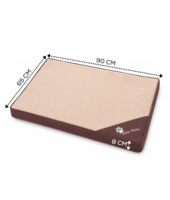 King Queen - Foam Mattress Dog Bed, Removable Zipper Cover, Caramel Latte - 90 × 65 × 8 cm