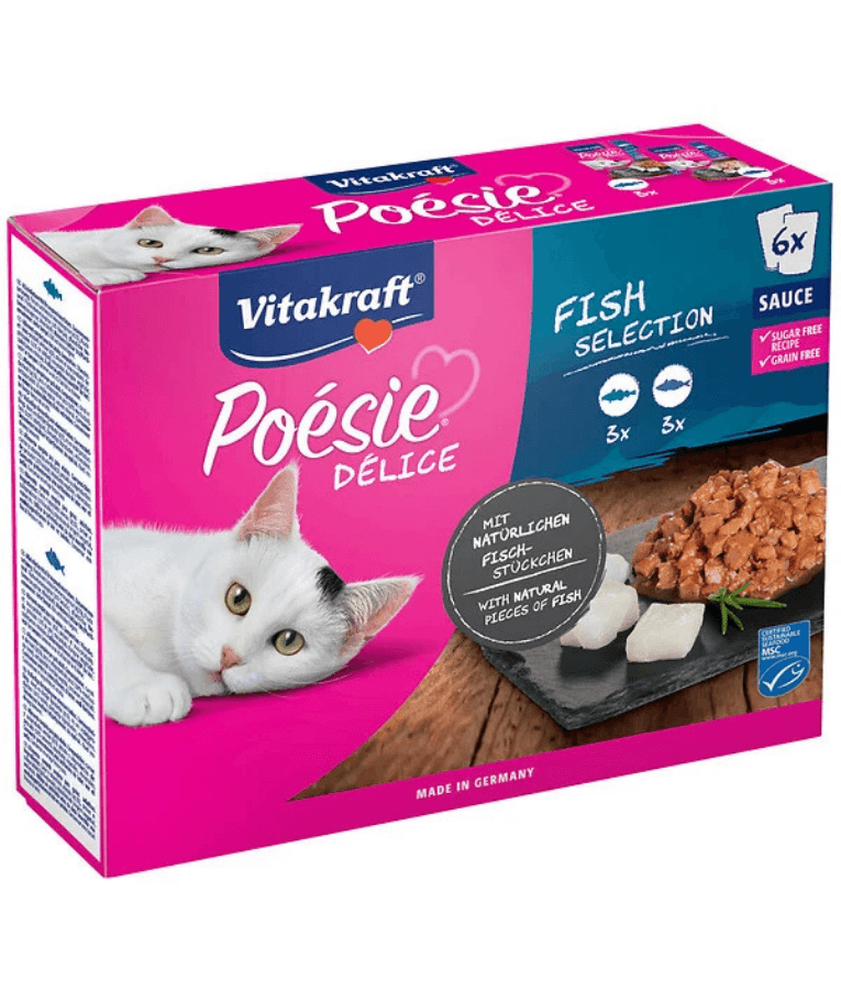 Vitakraft Poésie Délice Fish Selection, high quality cat food for adults in multipack - 510g (6 x 85g)