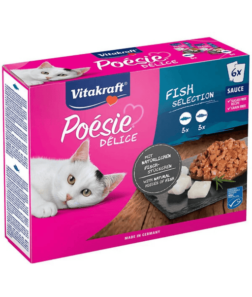 Vitakraft Poésie Délice Fish Selection, high quality cat food for adults in multipack - 510g (6 x 85g)