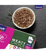 Vitakraft Poésie Classique Meaty Choice high quality cat food in gravy, suitable for adult cats.