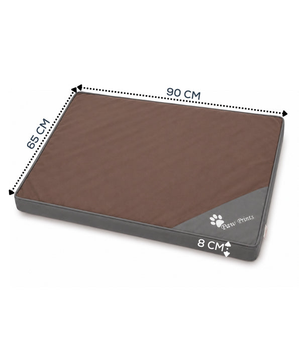 King Queen - Foam Mattress Dog Bed, Removable Zipper Cover, Dark Coffee - 90 × 65 × 8 cm