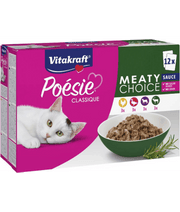 Vitakraft Poésie Classique Meaty Choice high quality cat food multipack for adult cats in sauce, 12 x 85g.