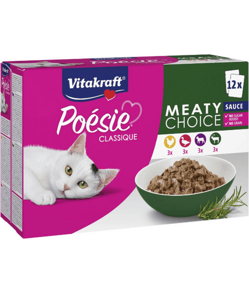 Vitakraft Poésie Classique Meaty Choice high quality cat food multipack for adult cats in sauce, 12 x 85g.