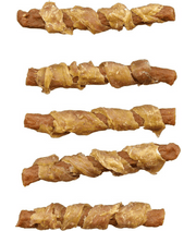 Vitakraft dog training treats made with lean chicken wrapped around carrot sticks, premium quality for adult dogs.