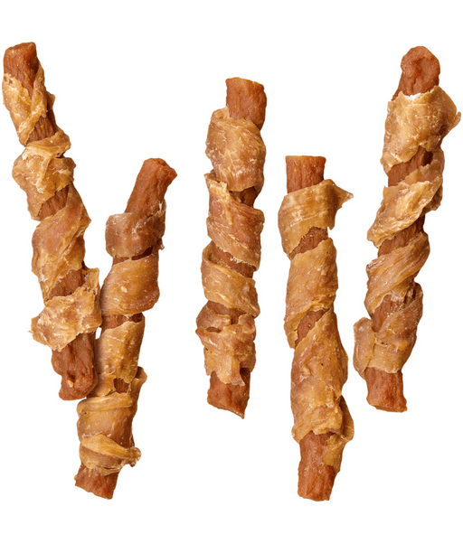 Vitakraft Pure Chicken veggie dog training treats, natural chicken and carrot sticks for adult dogs.