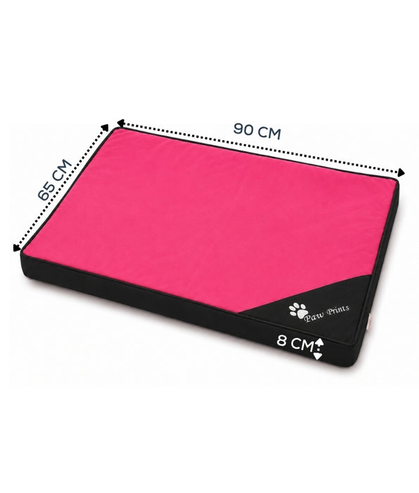 King Queen - Foam Mattress Dog Bed, Removable Zipper Cover, Fuchsia - 90 × 65 × 8 cm