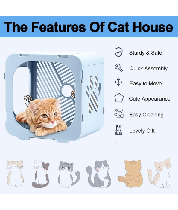 Pawise - Durable Custom Cat Villa, Stackable Plastic Pet Cage, Light Grey - 39×30×39 cm
