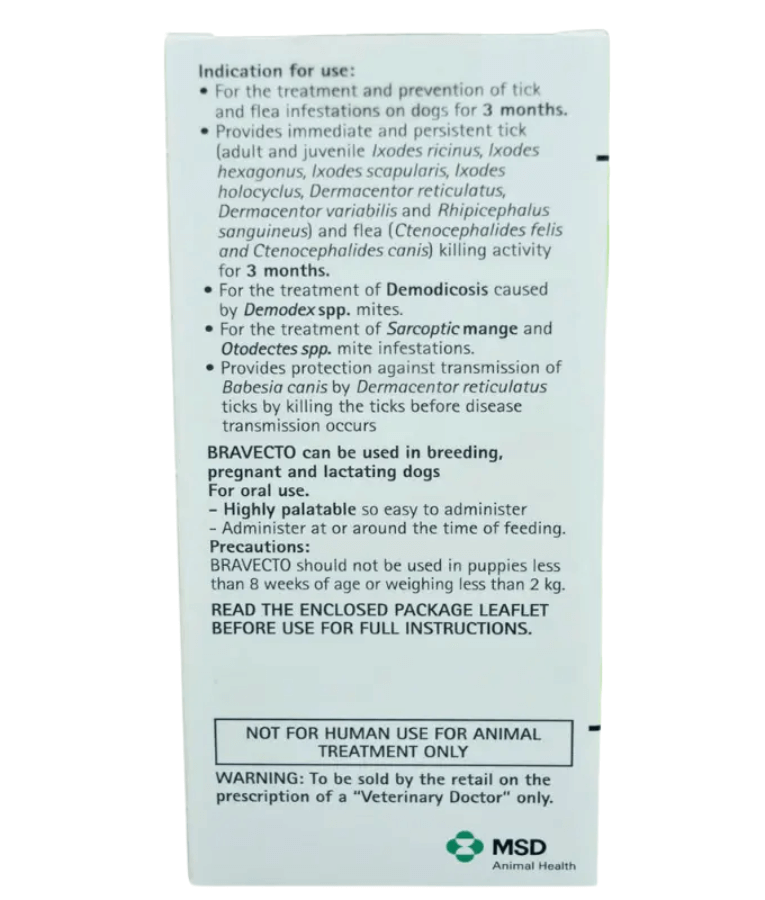 Bravecto Chewable Tablets - Medium Dog (10 - 20kg)