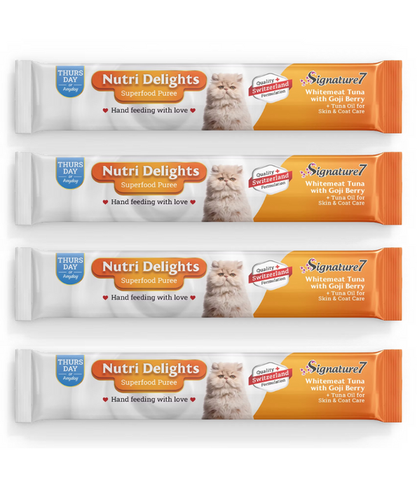 Signature7 Nutri Delights Thursday Whitemeat Tuna with Goji Berry For Skin and Coat Care Liquid Cat Treats 4x15g