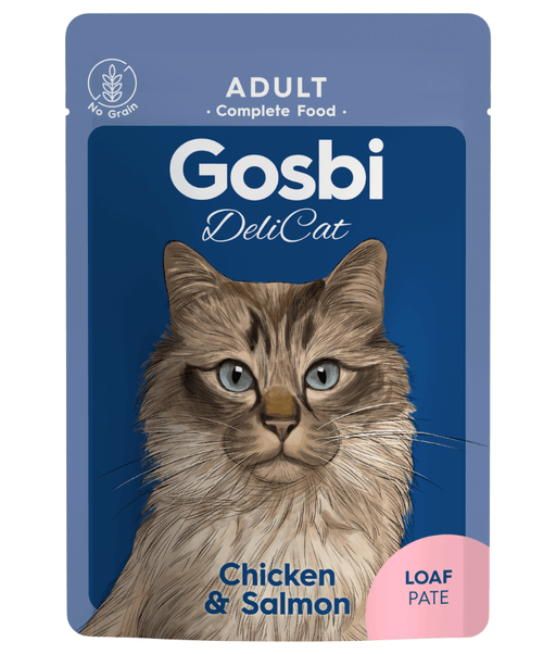 Gosbi - DeliCat, Chicken and Salmon Complete Adult Wet Cat Food – Loaf Pâté, Grain-Free – 70g