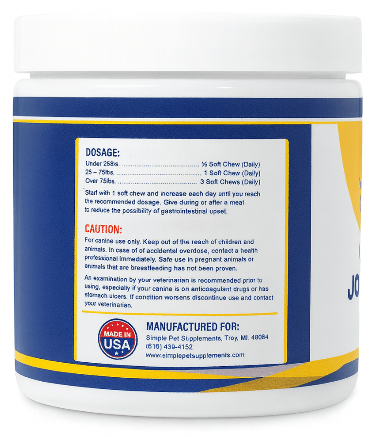 Simple Pet Supplements - Complete Joint Support Soft Chews for Dogs - 30 Pieces