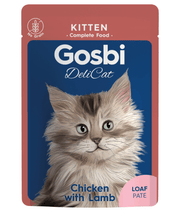 Gosbi - DeliCat, Chicken and Lamb Sterilized Complete Kitten Wet Cat Food – Loaf Pâté, Grain-Free, Calorie-Control – 70g