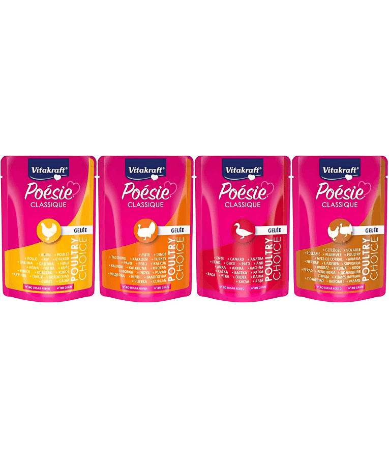 Vitakraft - Poésie Classique, Adult Wet Cat Food Multipack, Poultry Choice In Jelly - 12 Pouches x 85g