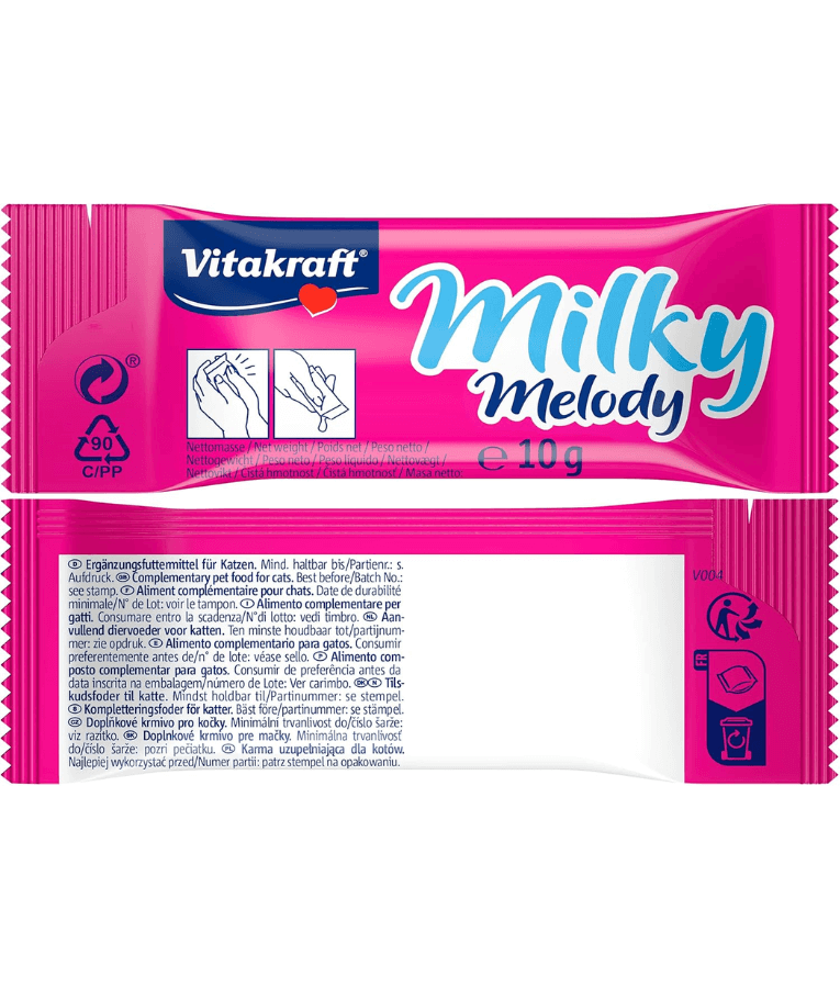 Vitakraft - Milky Melody, Lickable Creamy Tubes With Pure Milk - 7 Tubes x 10g