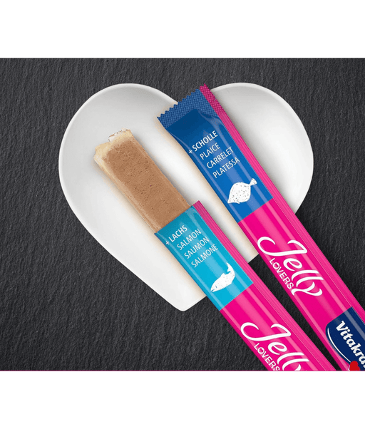 Vitakraft - Jelly Lovers, Lickable Jelly Tubes With Salmon and Plaice (Fish) - 6 Tubes x 15g