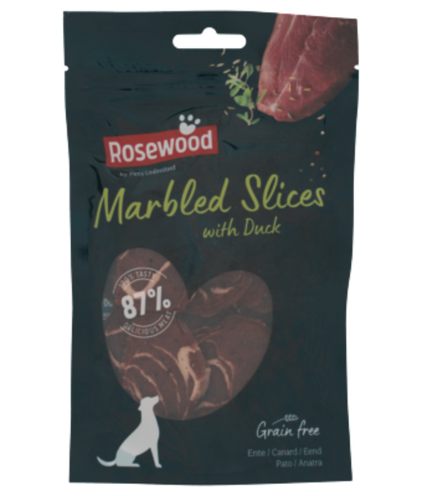 Pets Unlimited - Rosewood Marbled Slices With Duck for Adult Dogs - Grain Free 100 g