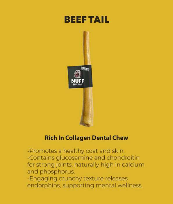 Nuff -  Beef Tail - Crunchy, High In Collagen, Eco-Friendly Dental Chew - 30cm