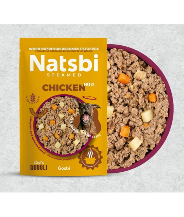Gosbi - Natsbi Steamed, Chicken Fresh Dog Food For Adults and Puppies – Grain-Free, All Natural Meal 200g - 500g