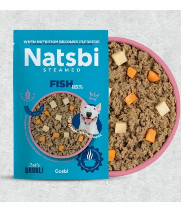 Gosbi - Natsbi Steamed, Fish Fresh Dog Food For Adults and Puppies – Grain-Free, All Natural Meal 200g-500g