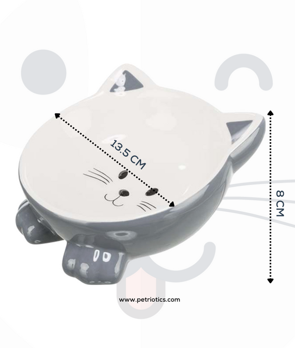 Trixie - Elevated Ceramic Bowl - Cat Face - 250 ml