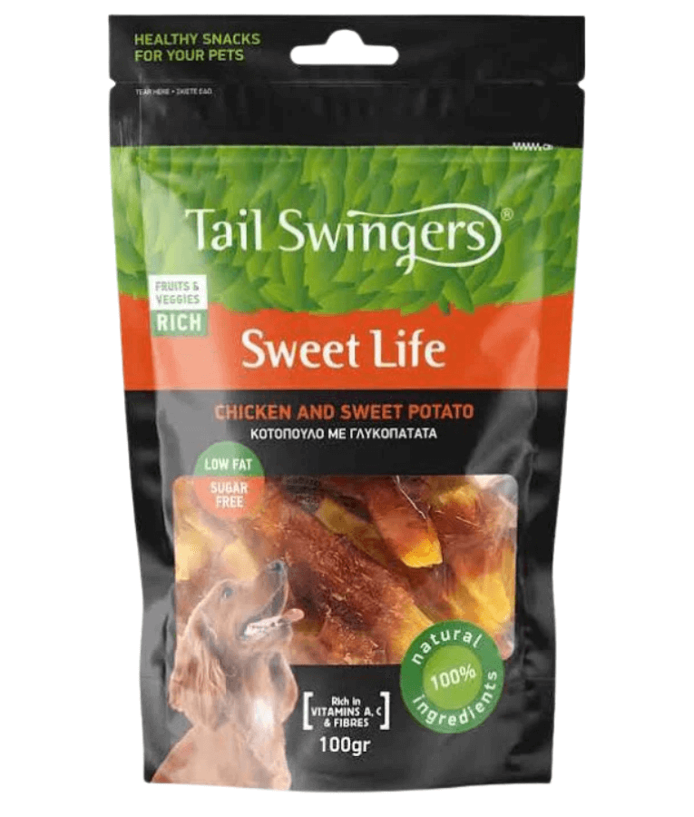 Tail Swingers - Sweet Life Chicken and Sweet Potato - Digestion and Eyesight Support Treats - 100g