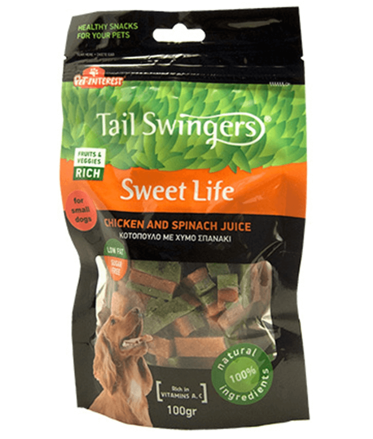 Tail Swingers - Sweet Life Chicken and Spinach Juice - Metabolism Support Treats - 100g