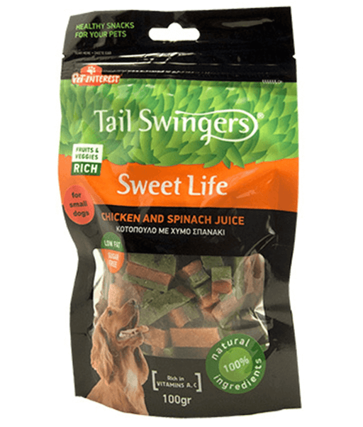 Tail Swingers - Sweet Life Chicken and Spinach Juice - Metabolism Support Treats - 100g