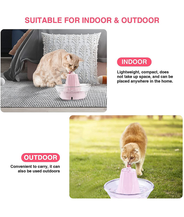 FocusPet - Small Cat & Dog Water Fountain – USB-Powered, Quiet Flow, Portable Design – 11x11x12.2 cm