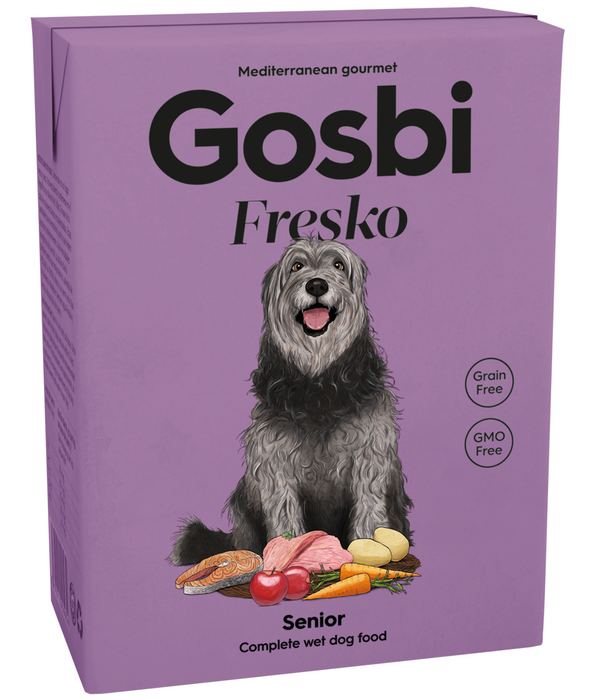 Gosbi - Fresko, Grain-Free Turkey and Salmon Senior Complete Wet Dog Food – Joint and Cognitive Support, All Natural 375g