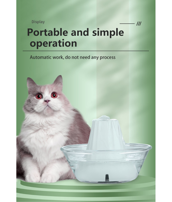 FocusPet - Small Cat & Dog Water Fountain – USB-Powered, Quiet Flow, Portable Design – 11x11x12.2 cm
