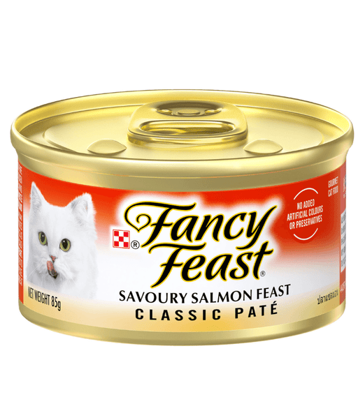 Purina Fancy Feast - Classic Paté Gravy Lovers Gourmet Cat Food – Savoury Salmon, All Life Stages – 4x85g can of cat food