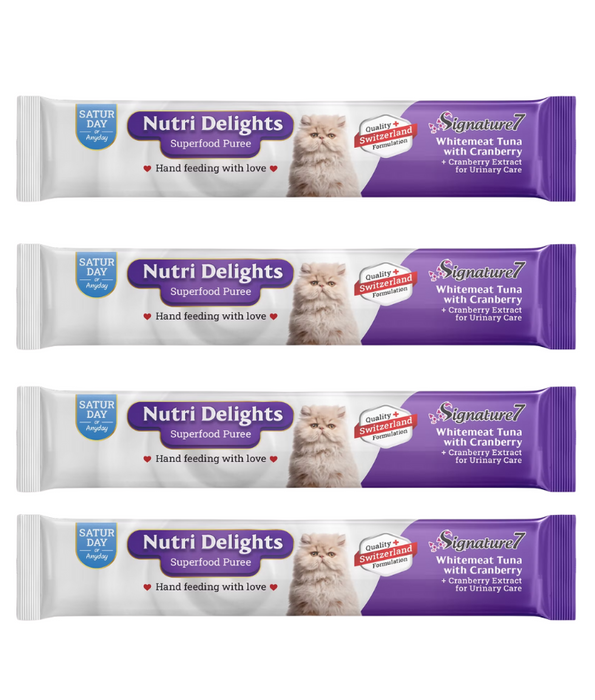 Signature7 Nutri Delights Whitemeat Tuna With Cranberry For Urinary Care Liquid Cat Treats 4x15g
