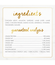 Ingredients and guaranteed analysis for Purina Fancy Feast - Classic Paté Gravy Lovers Gourmet Cat Food - Savoury Salmon, All Life Stages.