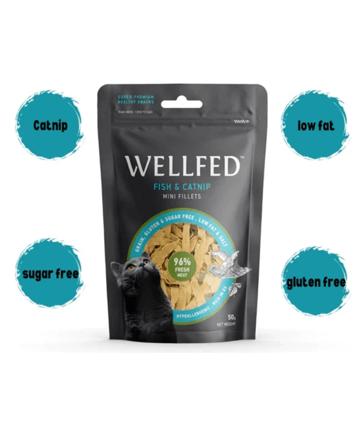 Wellfed – Monoprotein Fish & Catnip Mini Fillets – Grain & Sugar Free - 50g