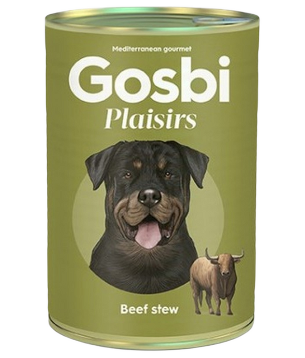Gosbi- Plaisirs, Grain-Free Beef Stew Adult Complementary Wet Dog Food – Hypoallergenic, Monoprotein, Weight Control 185g-370g