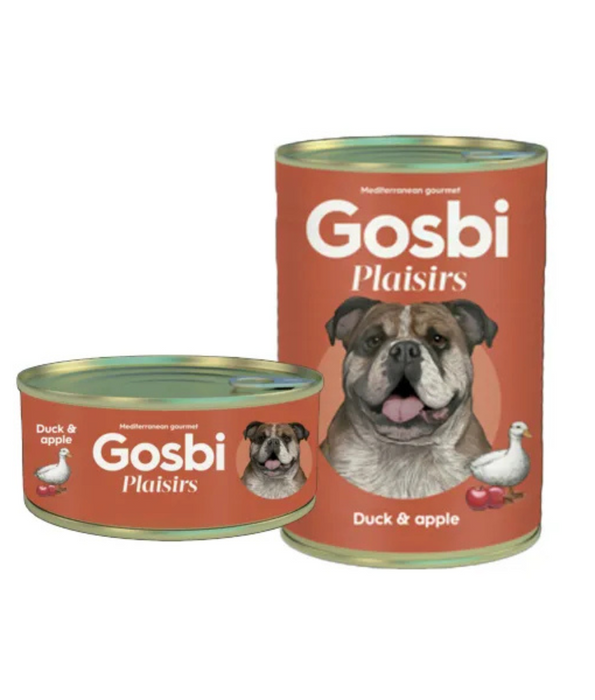 Gosbi - Plaisirs, Grain-Free Duck & Apple Adult Complementary Wet Dog Food – High EnergyContent, All-Natural For Active Dogs 185g-400g