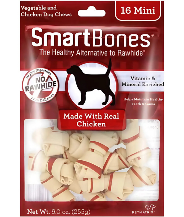 SmartBones Chicken Mini Bones for Dogs 16 Pieces Small