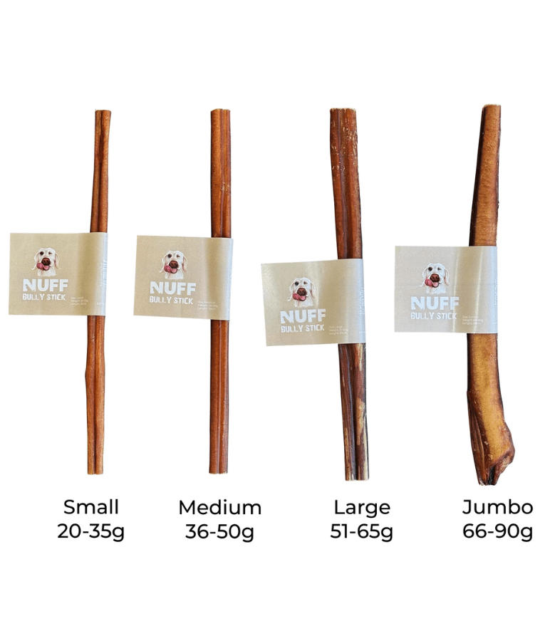 Nuff - Bully Sticks - Classic Long-Lasting, Eco-Friendly Dental Chew - S-M-L-XL