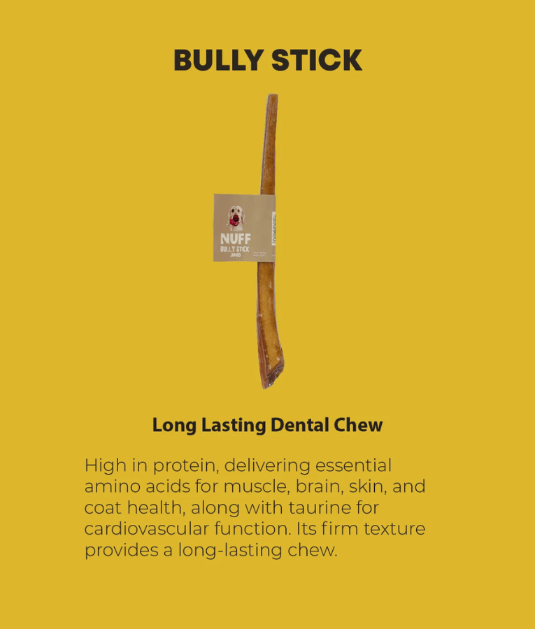 Nuff - Bully Sticks - Classic Long-Lasting, Eco-Friendly Dental Chew - S-M-L-XL