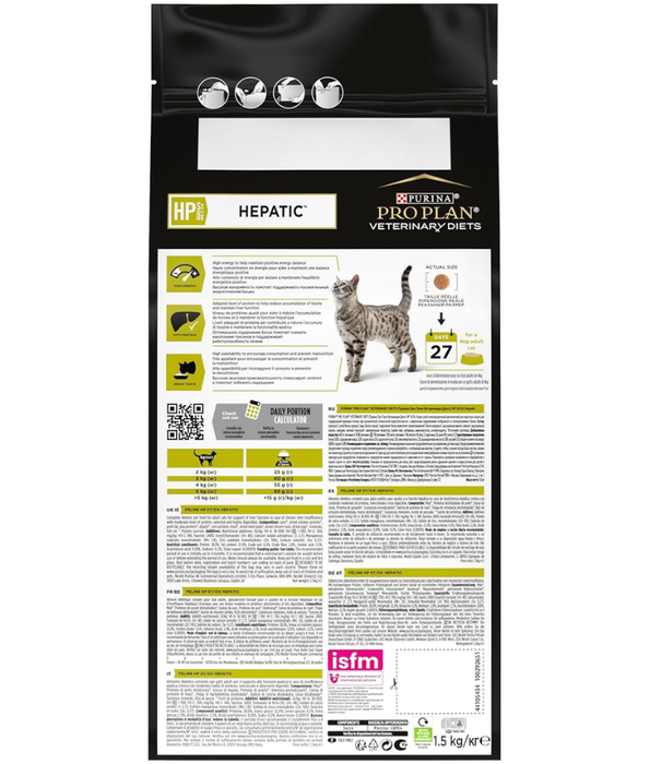 Purina - Pro Plan Veterinary Diets, Feline HP Hepatic Dry Cat Food, Gentle Protein for Liver Support - 1.5kg