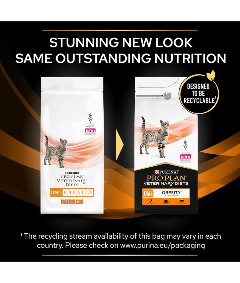 Purina - Pro Plan, Veterinary Diets, Obesity Management Dry Cat Food, High Protein, Low Calorie for Healthy Weight Loss - 1.5 kg
