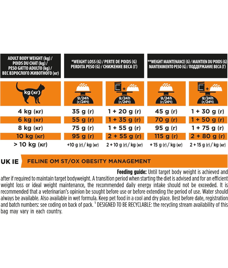 Purina - Pro Plan, Veterinary Diets, Obesity Management Dry Cat Food, High Protein, Low Calorie for Healthy Weight Loss - 1.5 kg